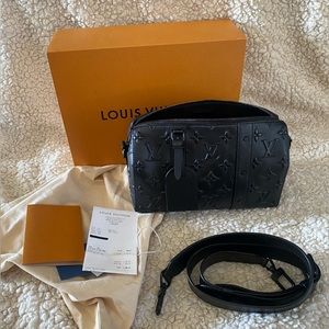 Louis Vuitton Black Monogram Embossed Messenger Bag